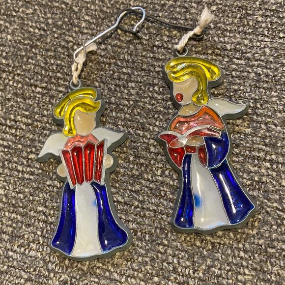 Stained Glass Vintage Ornaments Angels Choir Singing - Candles GiftCo Bundle Lot - Picture 9 of 10